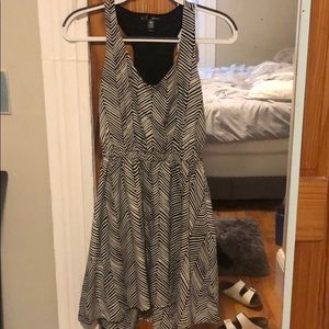 Aqua black and white flowy racer back dress